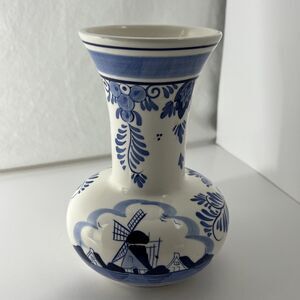 Delfts Blue -  Ceramic Vase - Floral - Windmill - Original